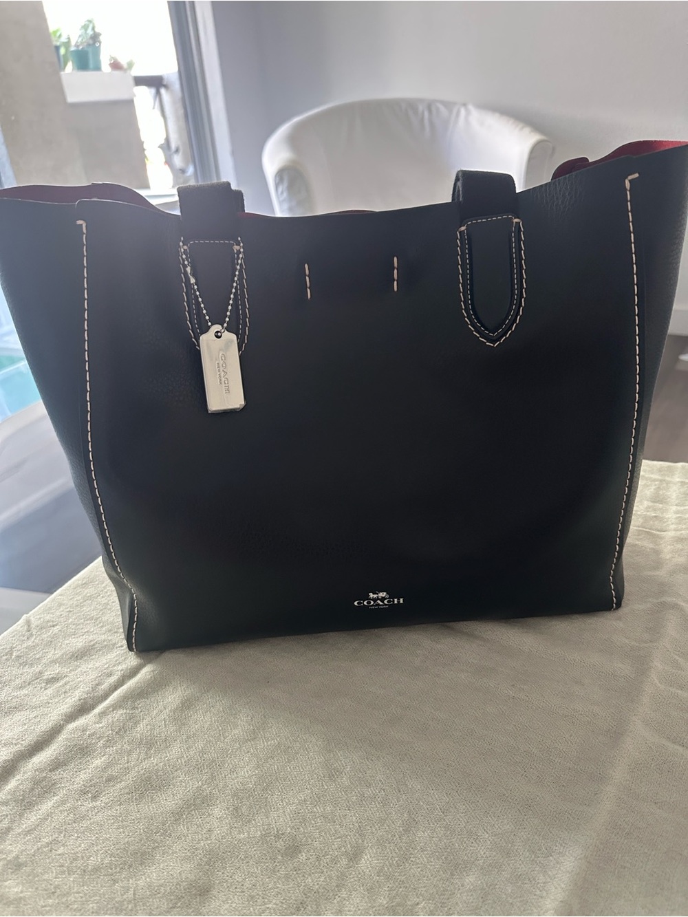 NWT Coach Derby Tote Black Pebbled Leather